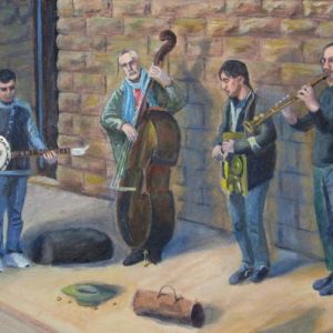 Street musicians painting for Sale