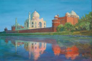 Taj Mahal River Painting