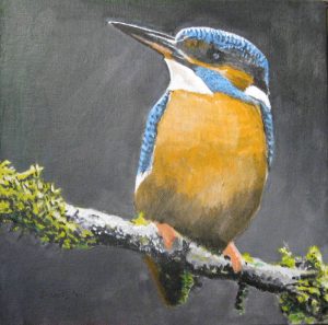 Kingfisher Perched on a Branch Painting