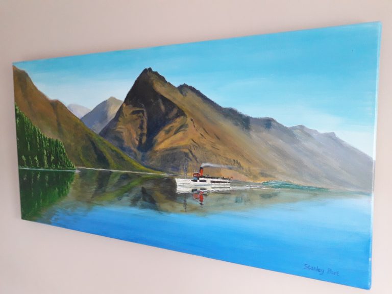 Painting of Earnslaw at Queenstown in NZ by Stanley Port