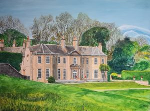 This is a painting commsiiioned from artist Stanley Port showing a ine house in Devon