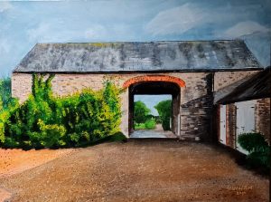 Painting by Stanley Port of a Barn in Northamptonshire